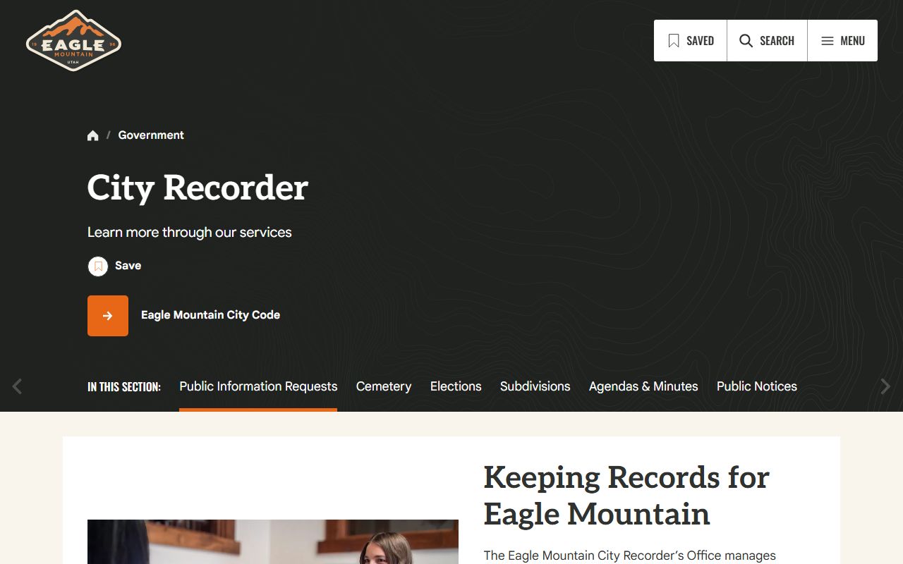 Eagle Mountain city recorder page for police records