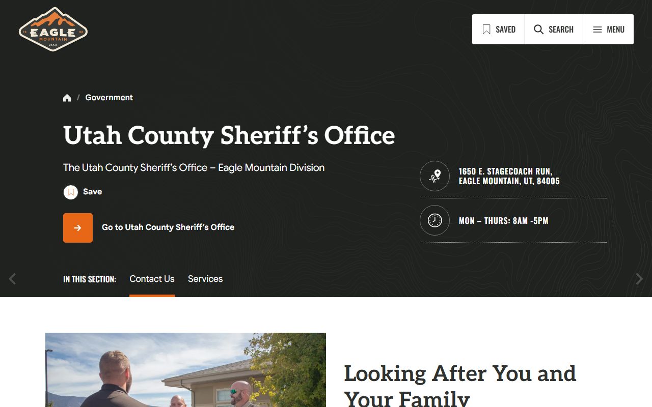 Eagle Mountain Utah County sheriff page for police records