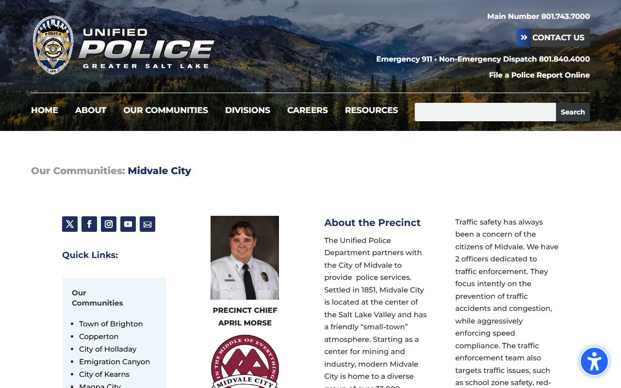 Midvale police records and Unified Police precinct page