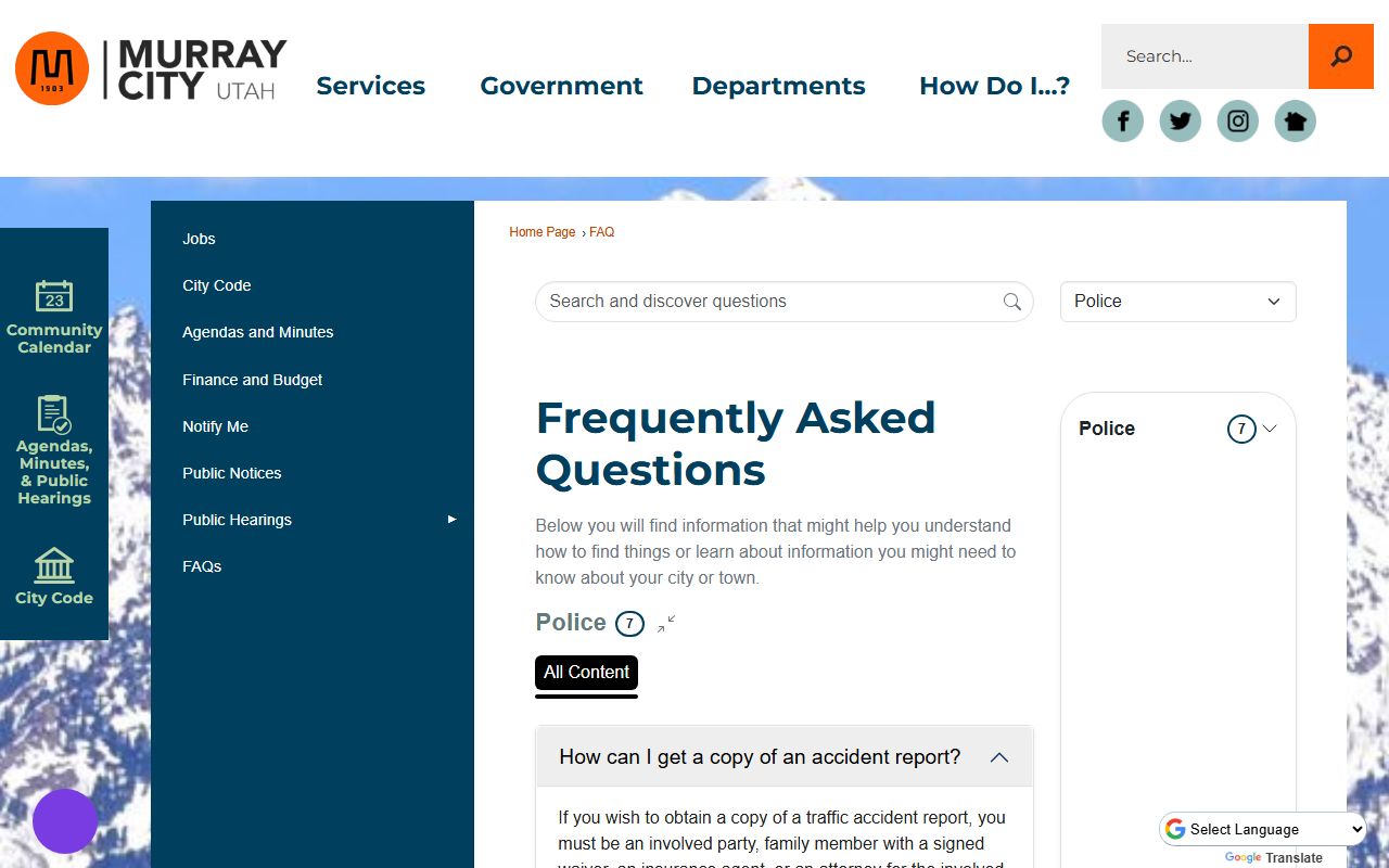 Murray police records FAQ page