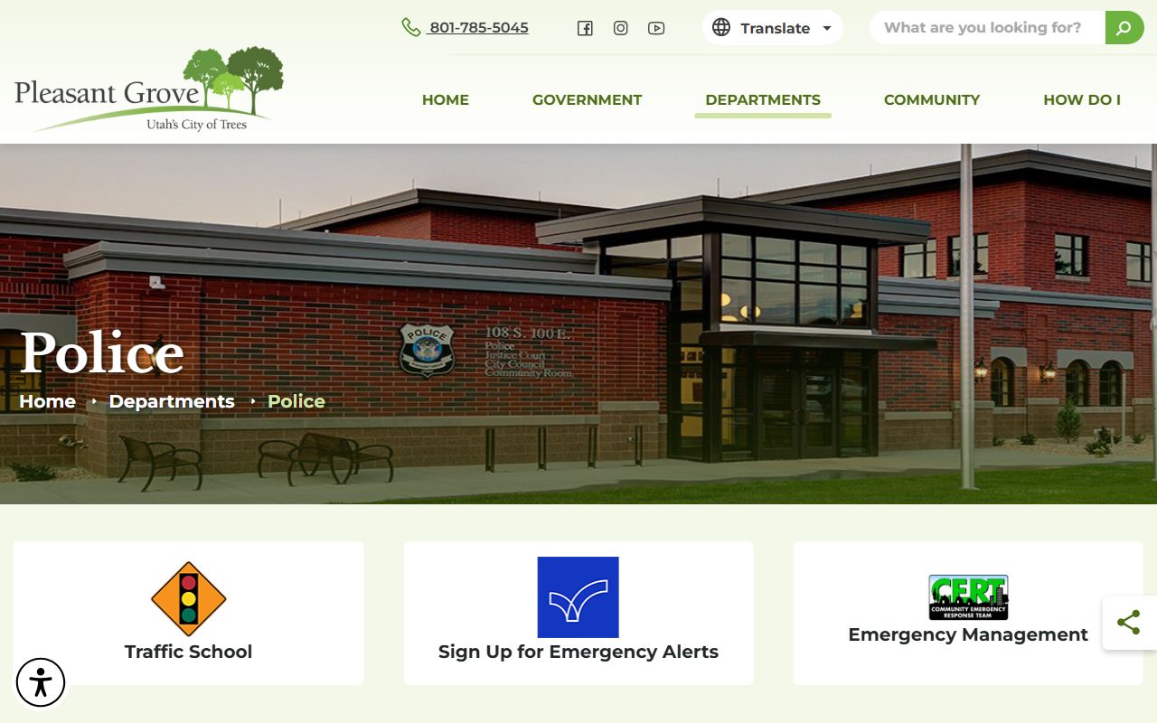 Pleasant Grove police department page