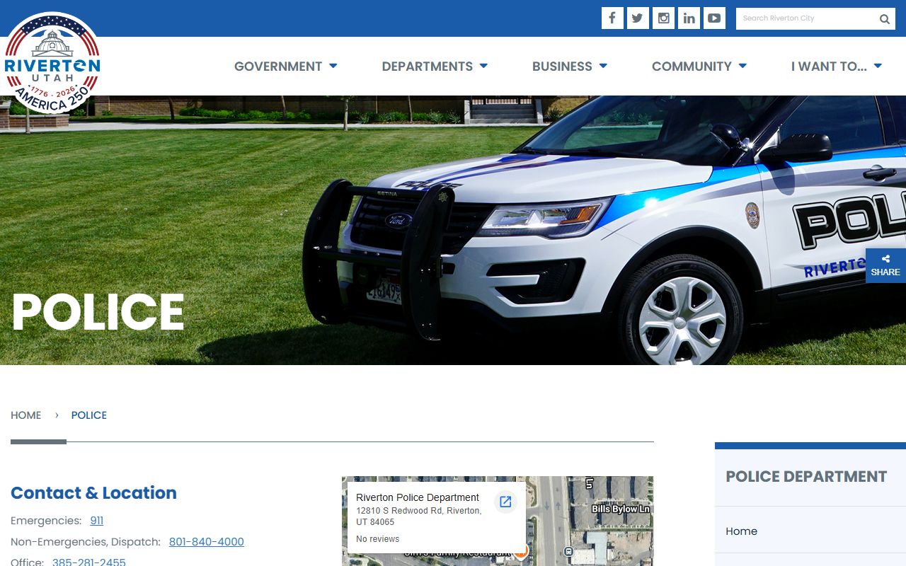 Riverton police department page for Riverton police records