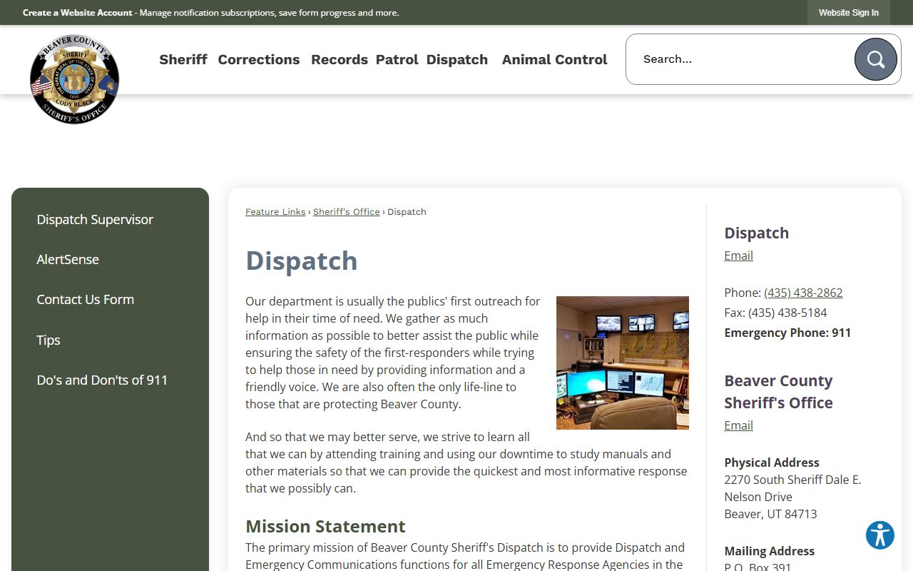 Beaver County police records dispatch and emergency communications page