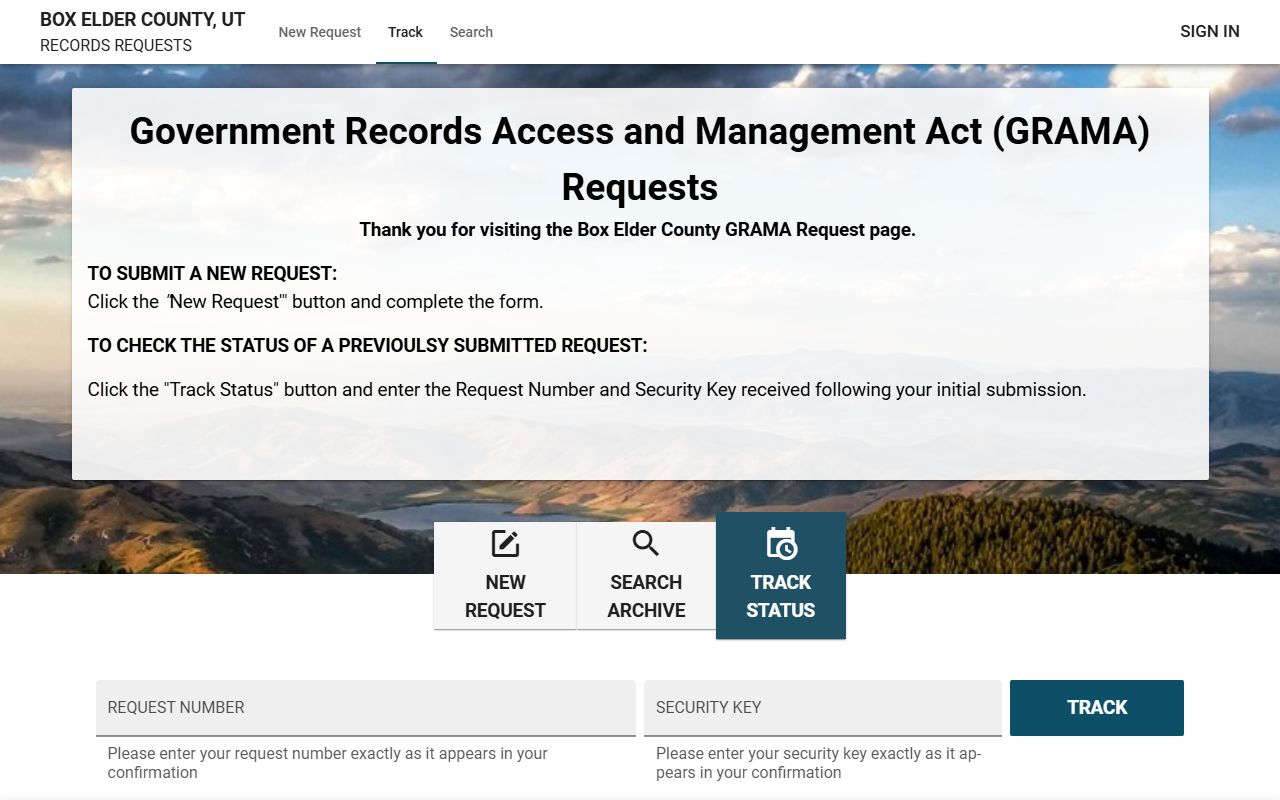 Box Elder County police records public portal page