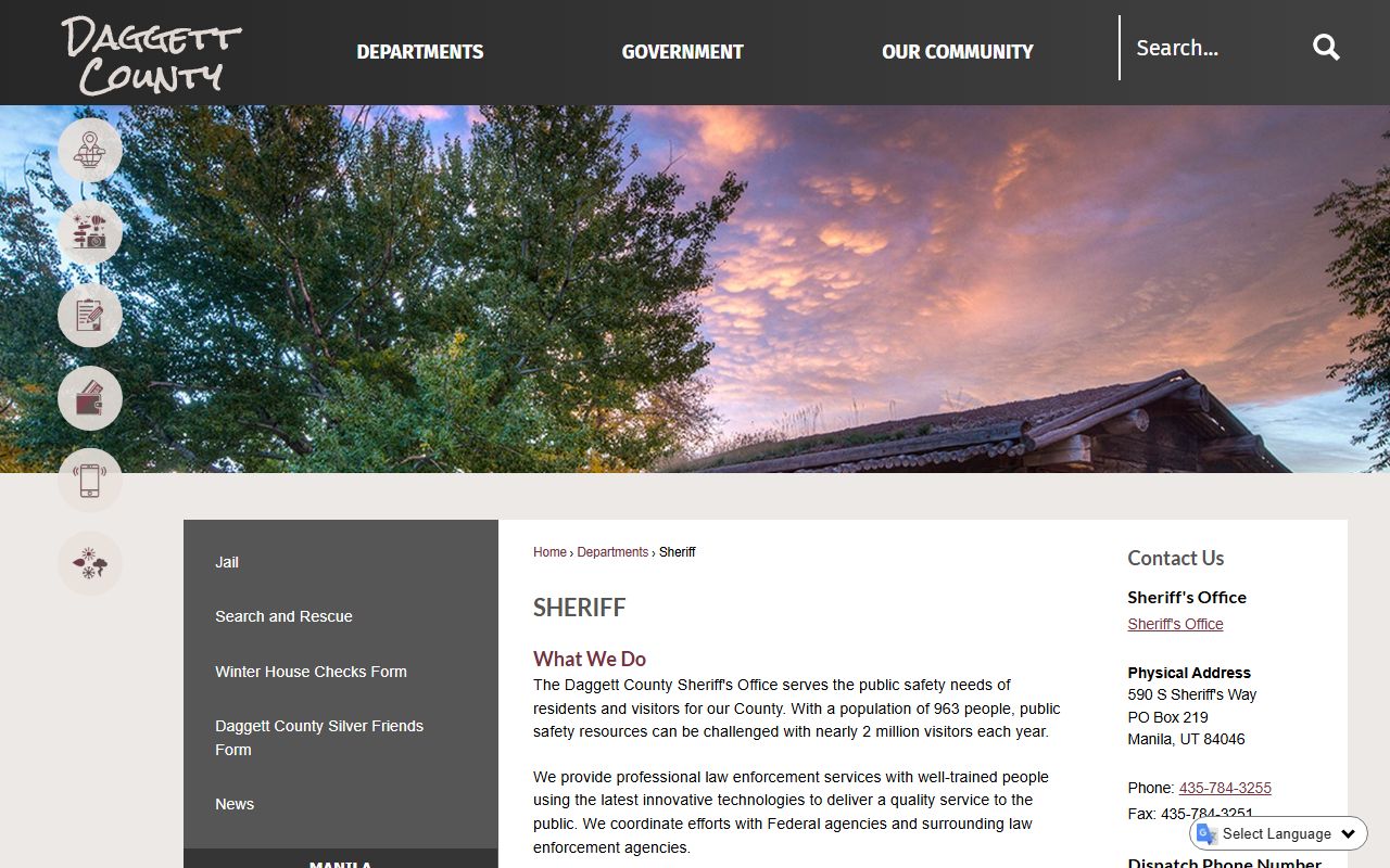 Daggett County police records official sheriff page