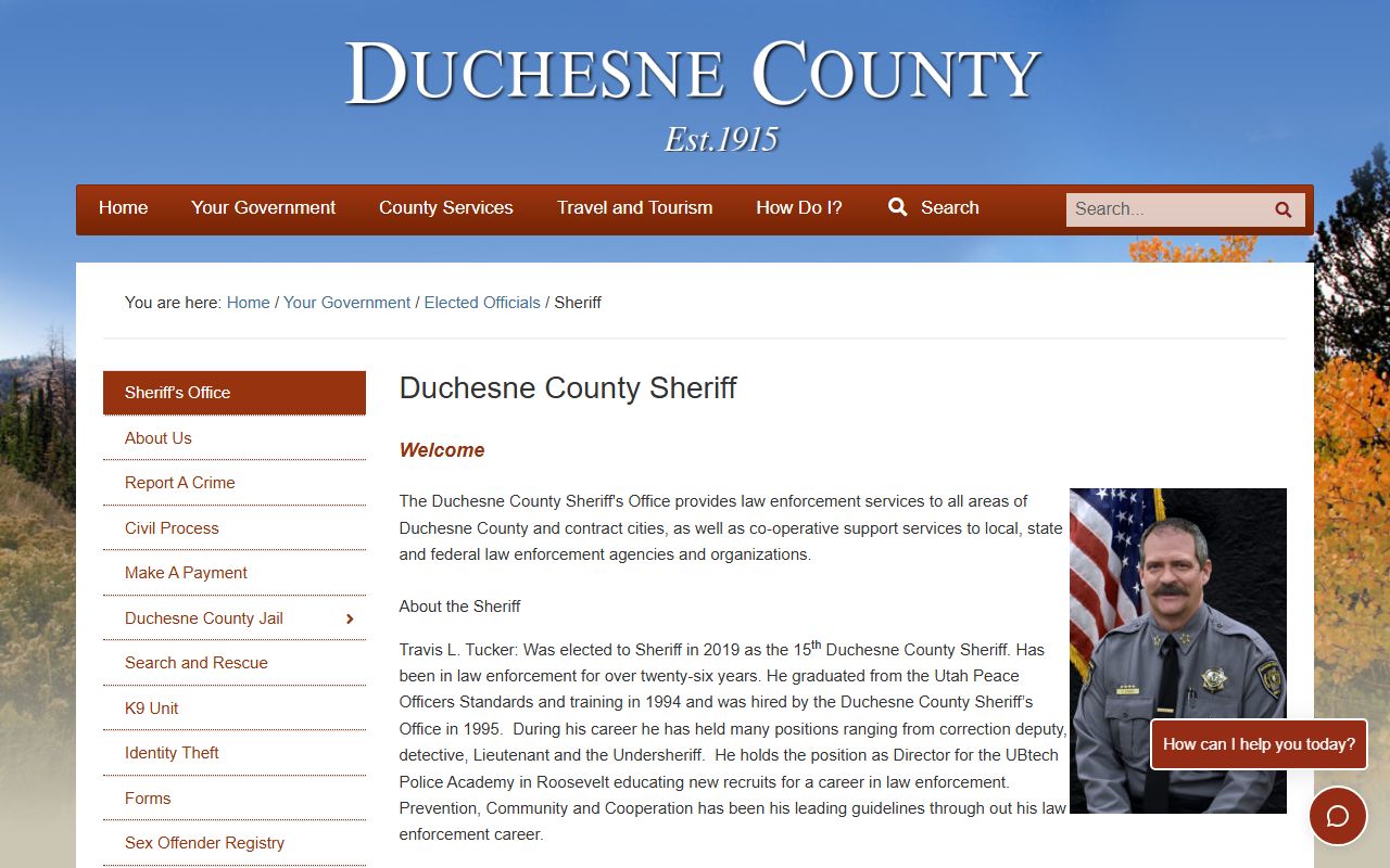 Duchesne County police records sheriff office page