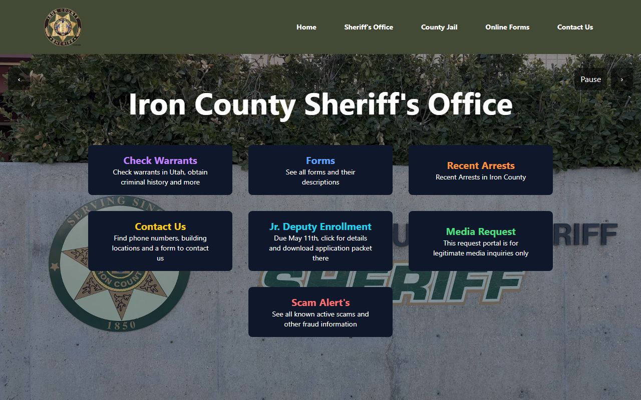 Iron County police records sheriff office page