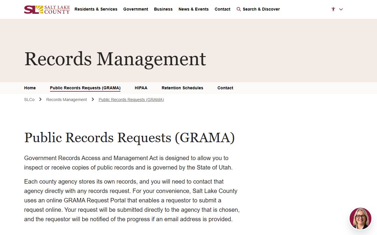 Salt Lake County police records GRAMA request form
