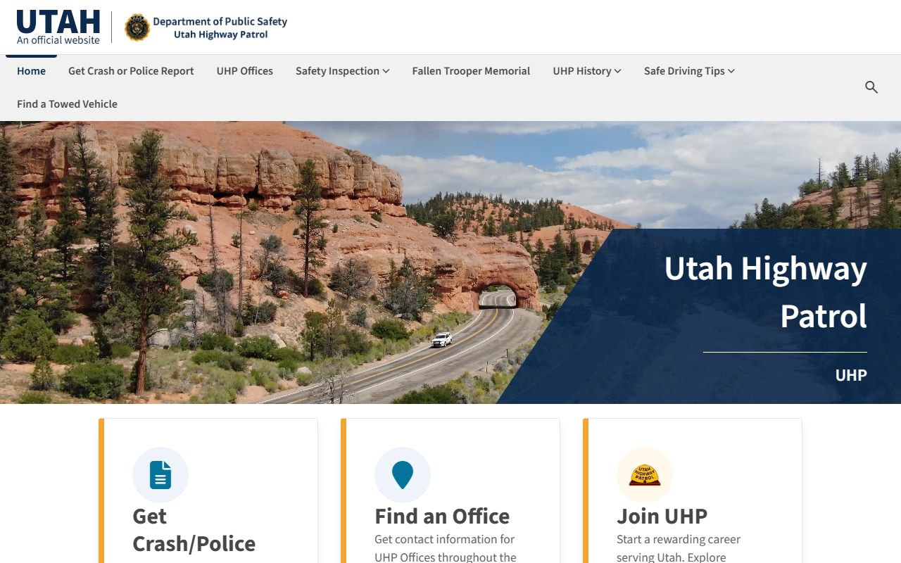 Utah Highway Patrol page for crash and police records